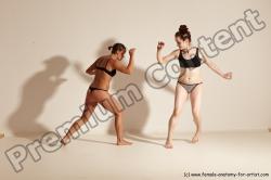 Underwear Martial art Woman - Woman White Moving poses Athletic medium brown Dynamic poses Academic